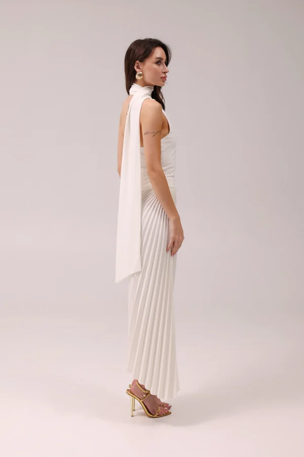 Asymetryczna spódnica plisowana midi Shell – elegancka spódnica na wesele – REPULO’S