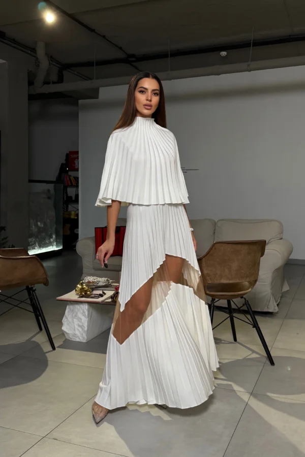 Spodnie plisowane damskie szerokie Shell – elegancka stylizacja wieczorowa – REPULO’S