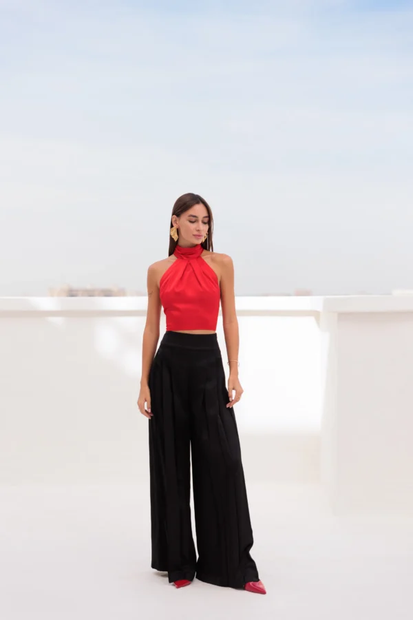Eleganckie czarne spodnie damskie z zakładkami – REPULO’S