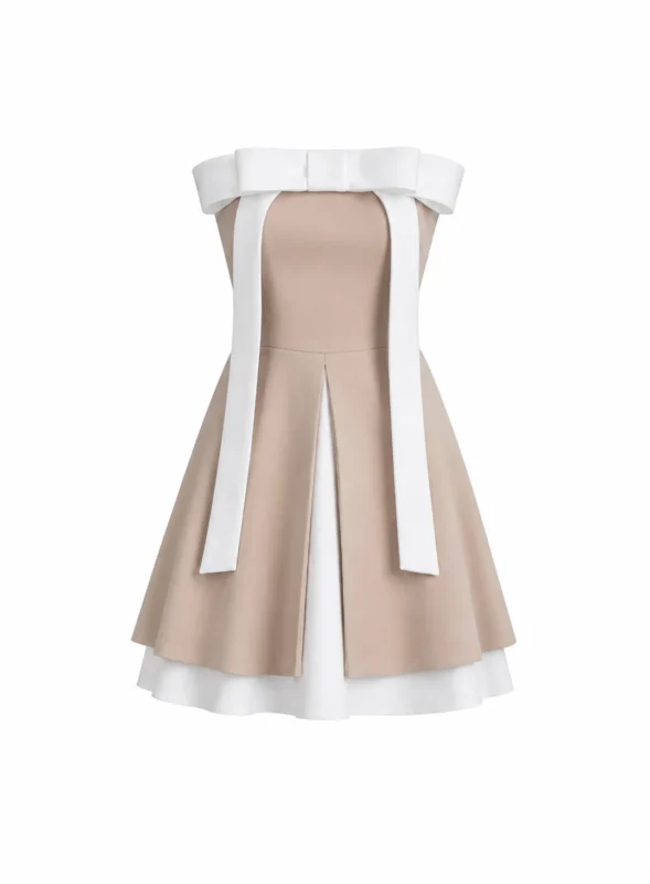 Corset bow mini cocktail dress with oversized statement bow by REPULO’S